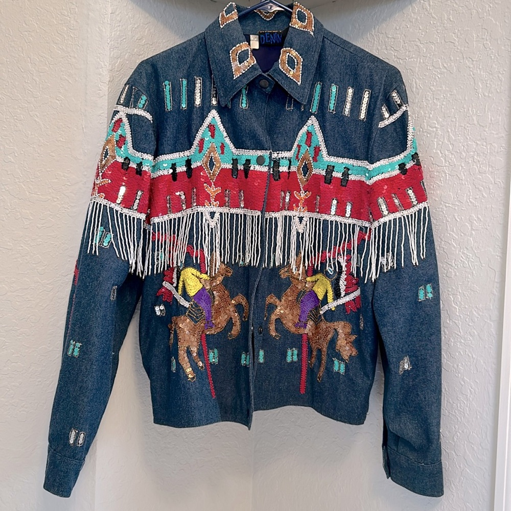 Vintage Modi Denim Indian Sequin Jacket